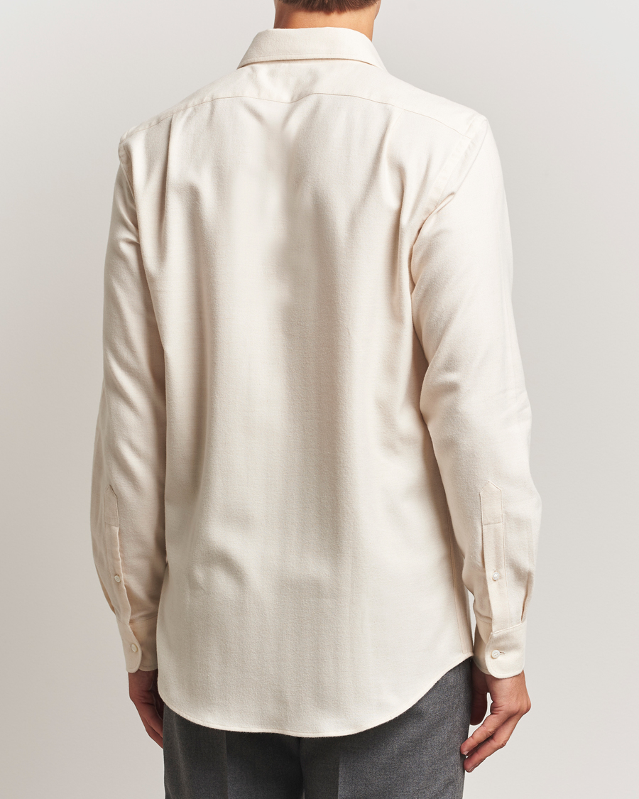 Herre | Skjorter | Ralph Lauren Purple Label | Cotton Flannel Shirt Cream Melange