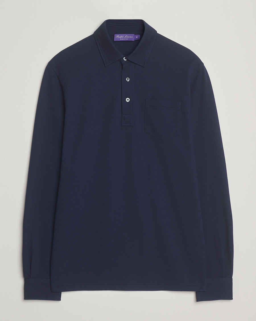 Herre | Skjorter | Ralph Lauren Purple Label | Long Sleeve Polo Shirt Navy
