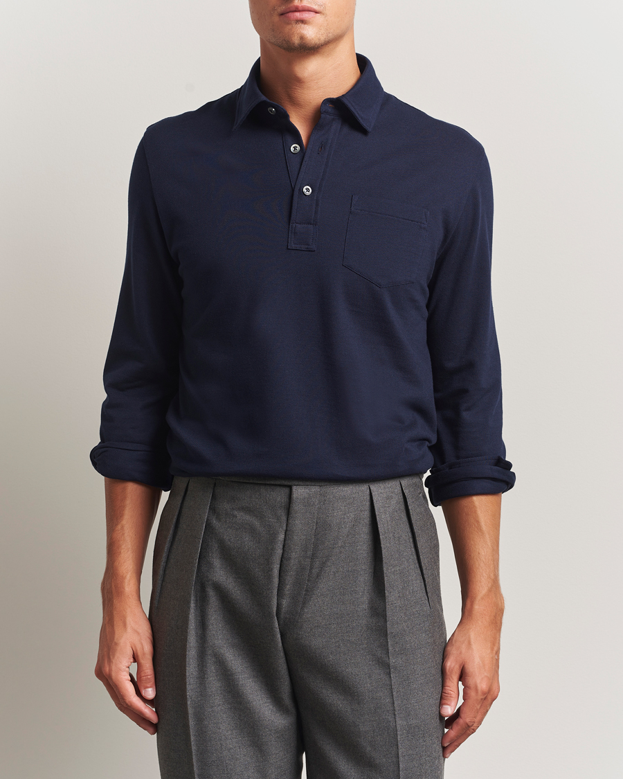 Herre | Polotrøjer | Ralph Lauren Purple Label | Long Sleeve Polo Shirt Navy