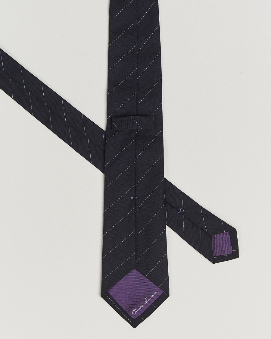 Herre | Slips | Ralph Lauren Purple Label | Wool Pinstripe Tie Navy/Grey
