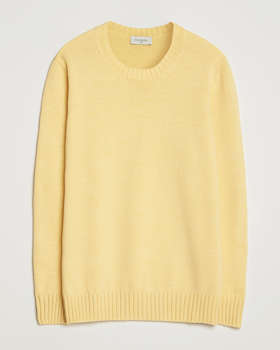 Herre | Trøjer | Piacenza Cashmere | Brushed Wool Crew Neck Yellow