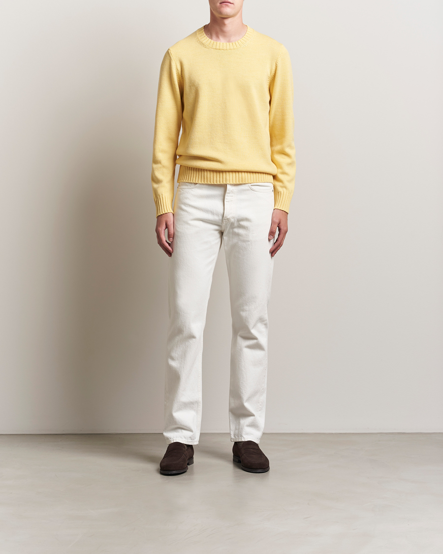 Herre | Trøjer | Piacenza Cashmere | Brushed Wool Crew Neck Yellow