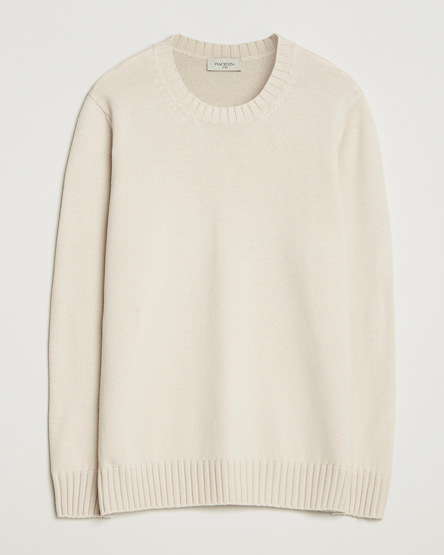 Herre | Trøjer | Piacenza Cashmere | Brushed Wool Crew Neck Latte