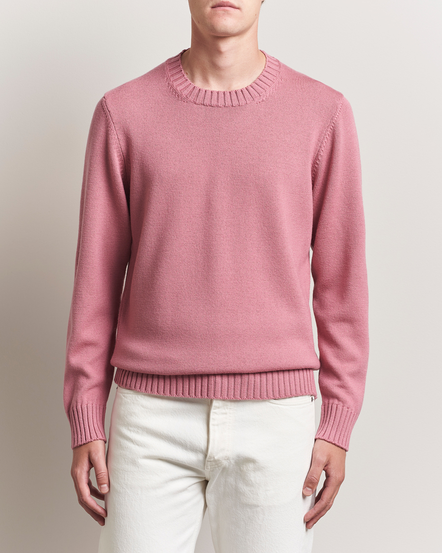 Herre | Trøjer | Piacenza Cashmere | Brushed Wool Crew Neck Pink