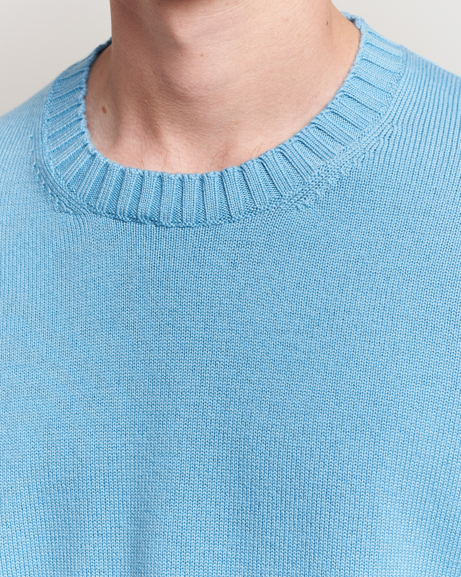 Herre | Trøjer | Piacenza Cashmere | Brushed Wool Crew Neck Sky Blue