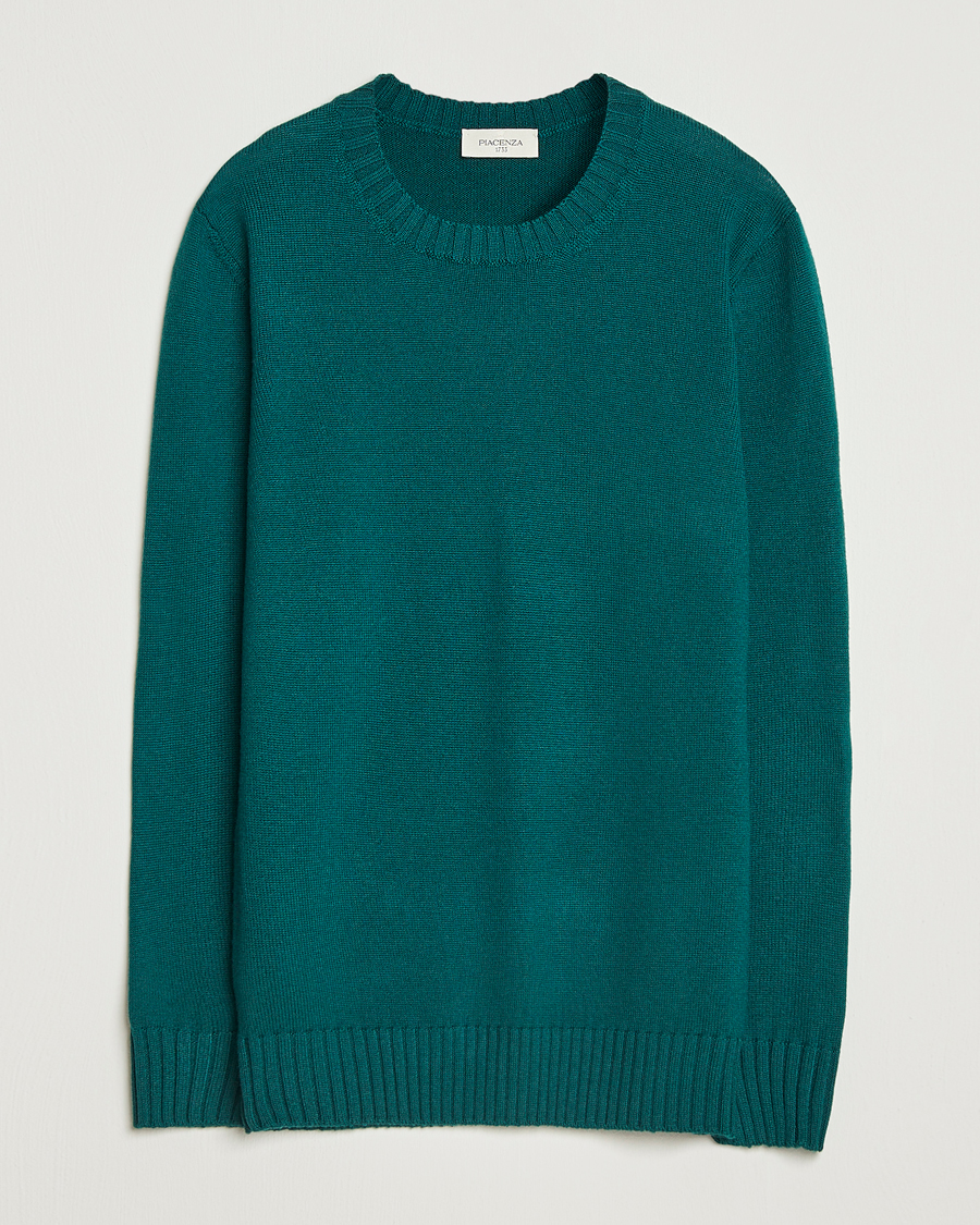 Herre | Trøjer | Piacenza Cashmere | Brushed Wool Crew Neck Dark Green