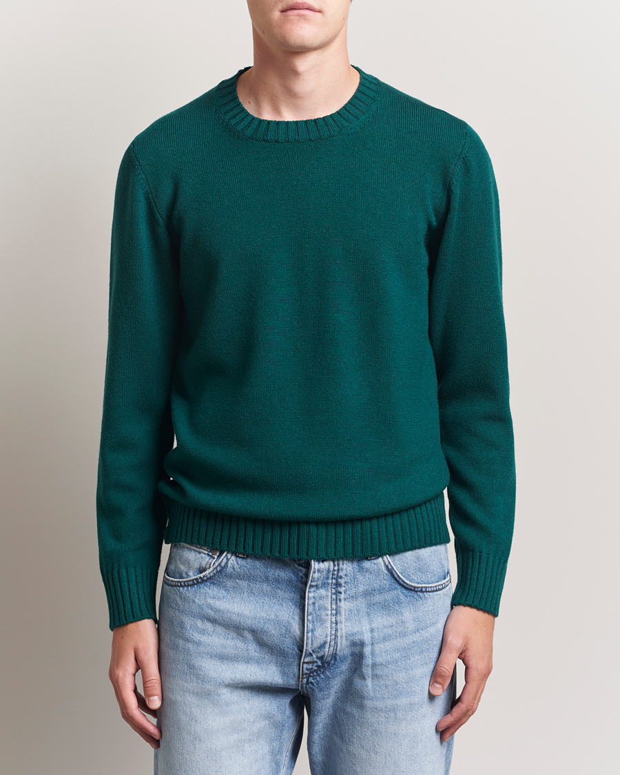 Herre | Trøjer | Piacenza Cashmere | Brushed Wool Crew Neck Dark Green