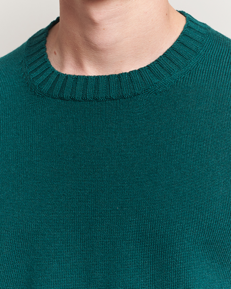 Herre | Trøjer | Piacenza Cashmere | Brushed Wool Crew Neck Dark Green