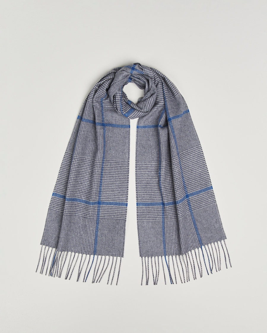Herre | Halstørklæder | Piacenza Cashmere | Cashmere/Silk Overcheck Scarf Light Grey