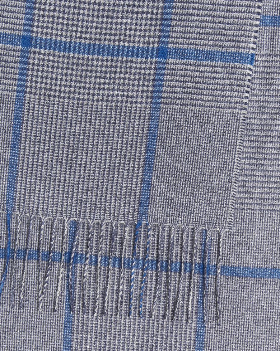 Herre | Halstørklæder | Piacenza Cashmere | Cashmere/Silk Overcheck Scarf Light Grey