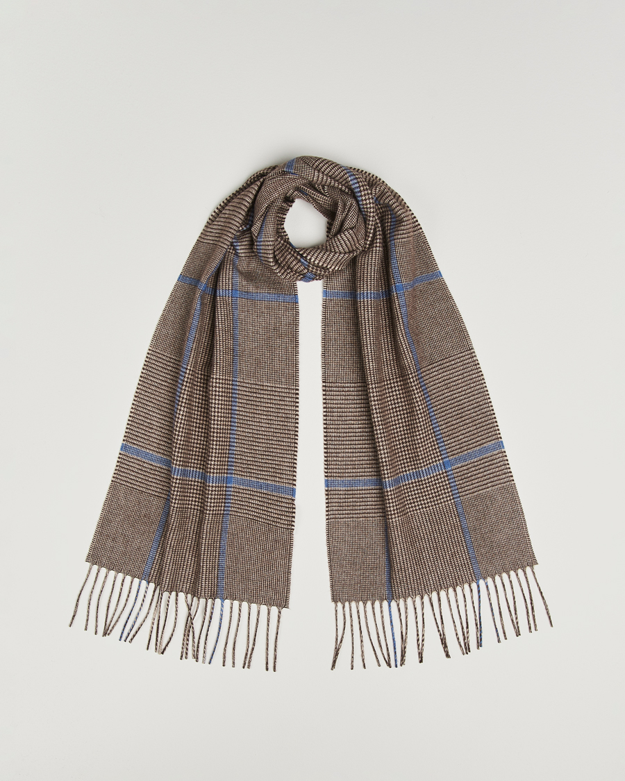 Herre | Piacenza Cashmere Cashmere/Silk Overcheck Scarf Brown | Piacenza Cashmere | Cashmere/Silk Overcheck Scarf Brown