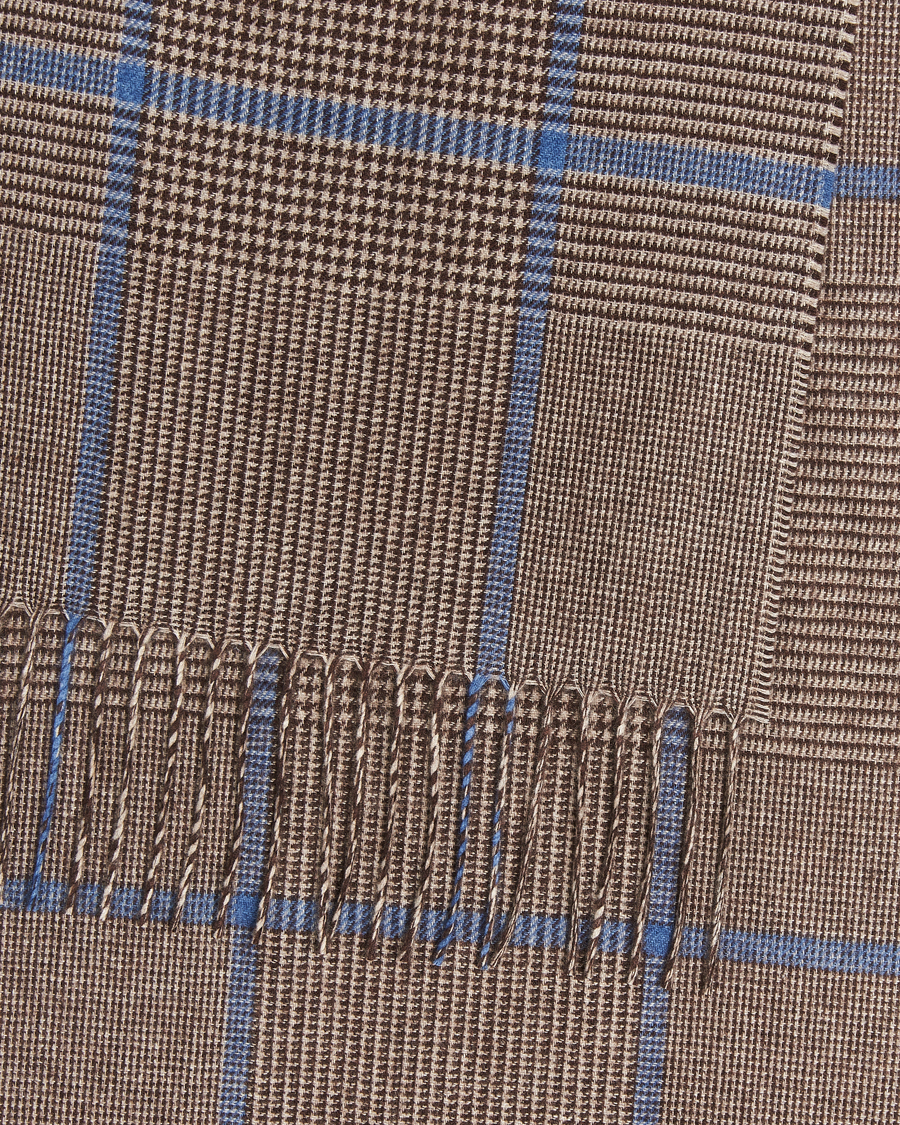 Herre | Halstørklæder | Piacenza Cashmere | Cashmere/Silk Overcheck Scarf Brown