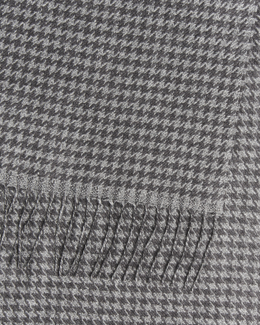 Herre | Halstørklæder | Piacenza Cashmere | Cashmere/Silk Houndstooth Scarf Light Grey