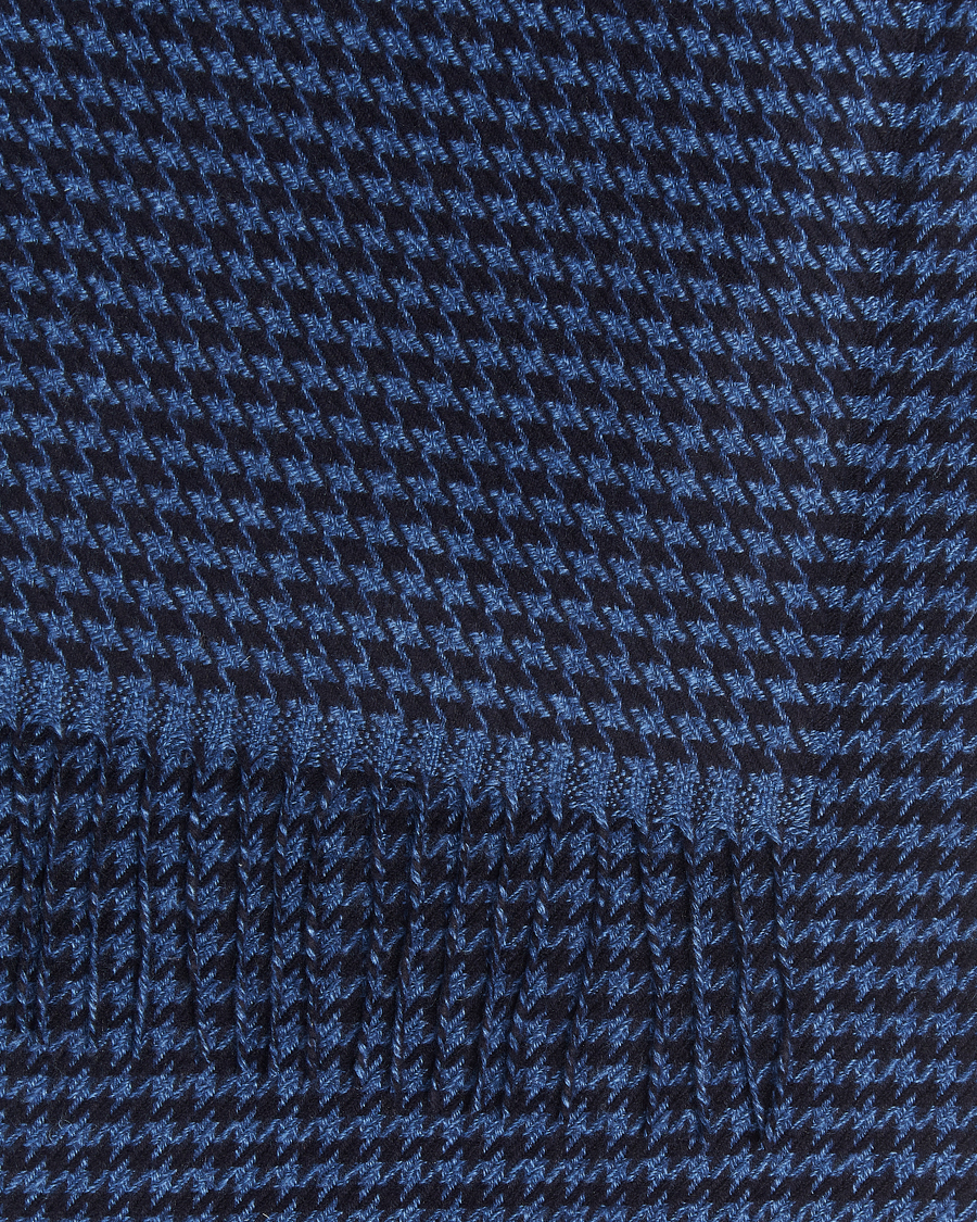 Herre | Halstørklæder | Piacenza Cashmere | Cashmere/Silk Houndstooth Scarf Dark Blue