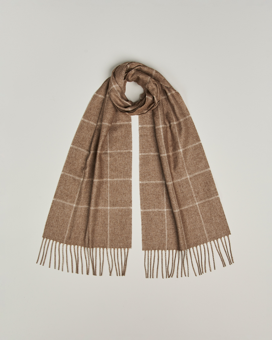 Herre | Halstørklæder | Piacenza Cashmere | Cashmere/Silk Window Pane Scarf Beige