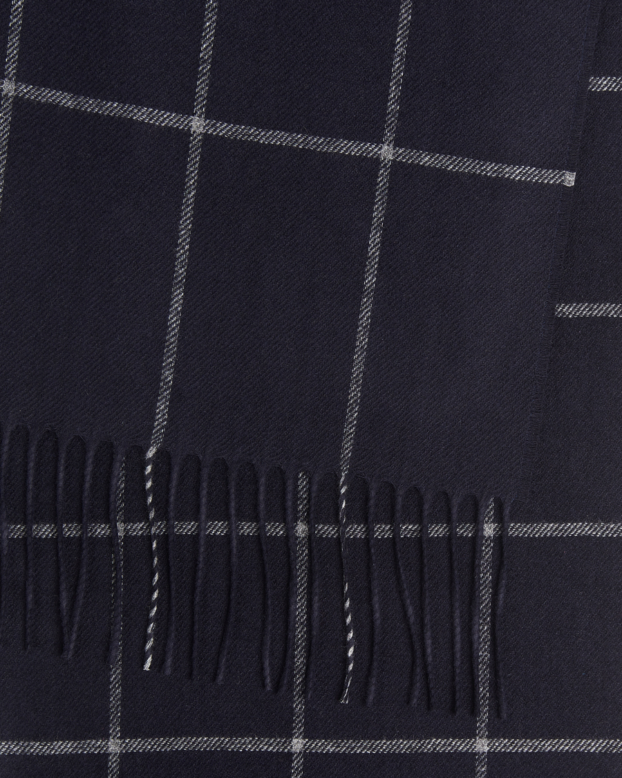 Herre | Halstørklæder | Piacenza Cashmere | Cashmere/Silk Window Pane Scarf Navy