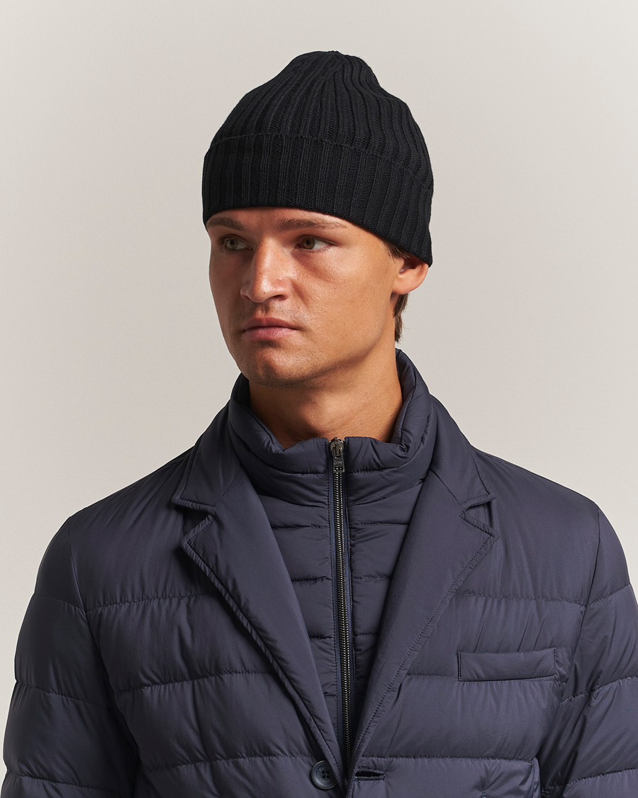 Herre | Huer | Piacenza Cashmere | Ribbed Cashmere Beanie Black