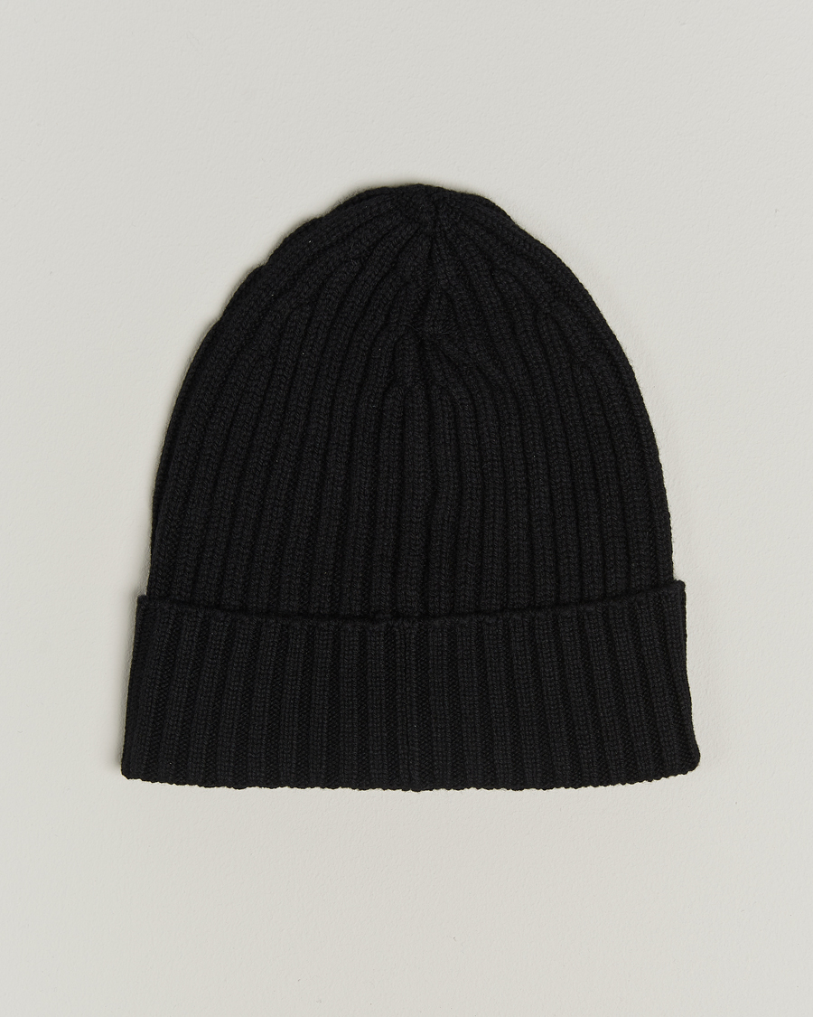 Herre | Huer | Piacenza Cashmere | Ribbed Cashmere Beanie Black