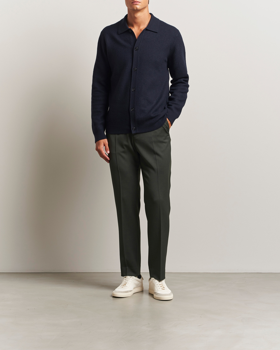Herre | Bukser | Filippa K | Theo Relaxed Wool Trousers Green Melange