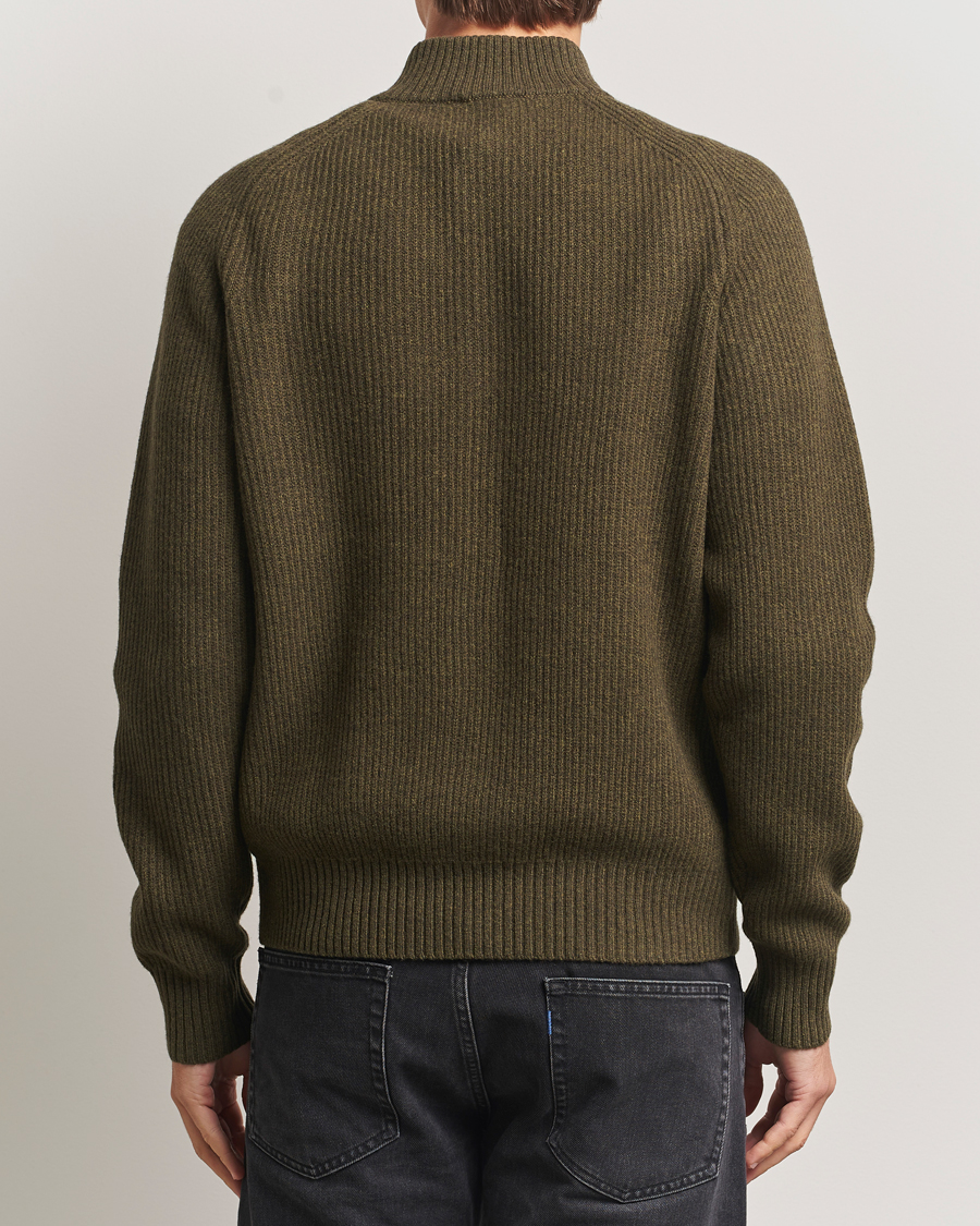 Herre | Trøjer | Filippa K | Ribbed Wool Half Zip Moss Green