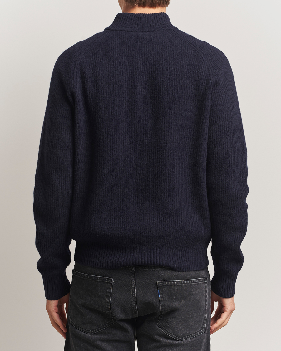 Herre | Trøjer | Filippa K | Ribbed Wool Half Zip Navy