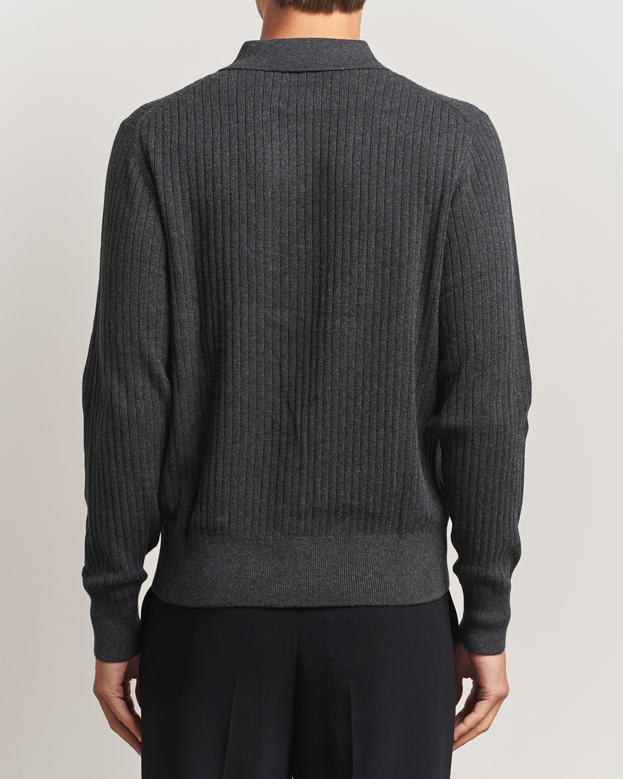 Herre | Trøjer | Filippa K | Cotton Merino Knitted Cardigan Anthracite Melange