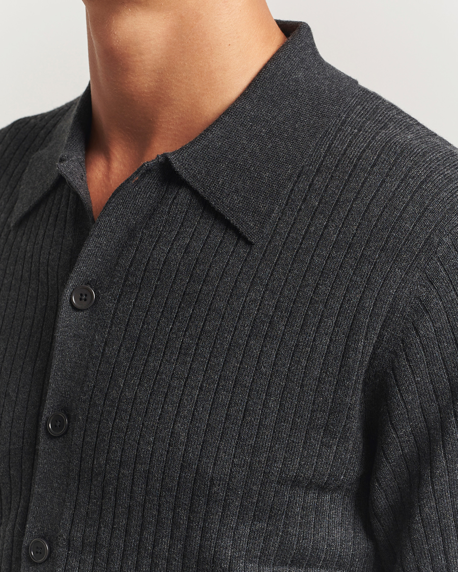 Herre | Trøjer | Filippa K | Cotton Merino Knitted Cardigan Anthracite Melange