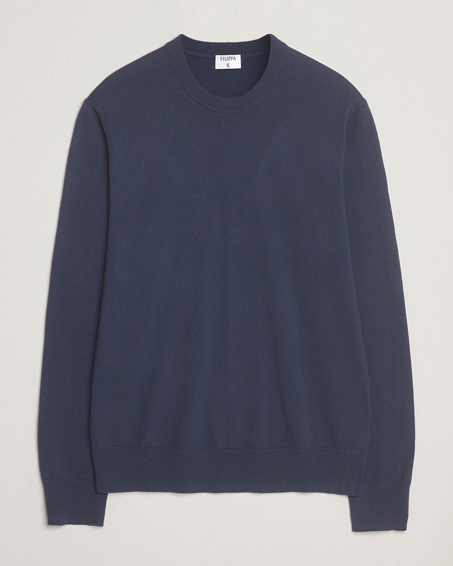 Herre | Trøjer | Filippa K | Cotton Merino Knitted Sweater Dusk Blue