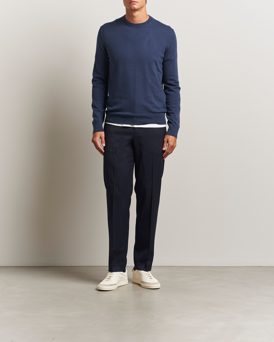 Herre | Trøjer | Filippa K | Cotton Merino Knitted Sweater Dusk Blue
