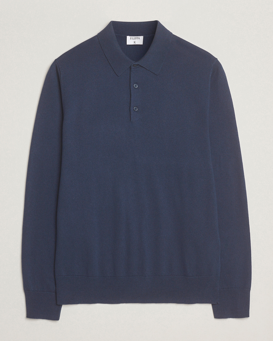 Herre | Trøjer | Filippa K | Knitted Polo Shirt Dusk Blue
