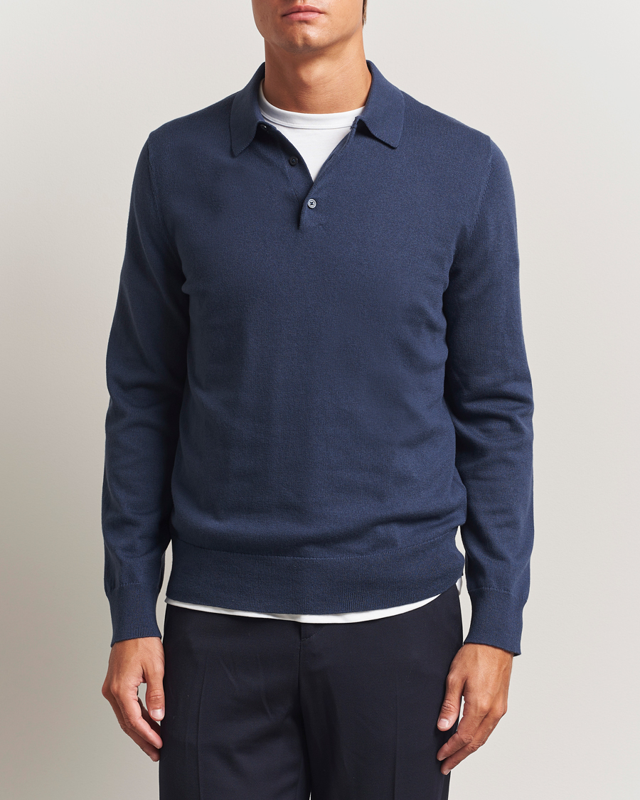 Herre | Trøjer | Filippa K | Knitted Polo Shirt Dusk Blue