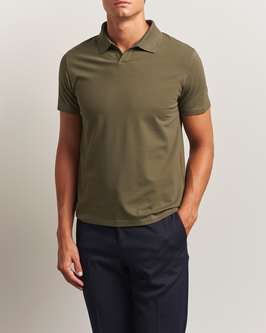 Herre | Polotrøjer | Filippa K | Soft Lycra Polo T-Shirt Dark Olive