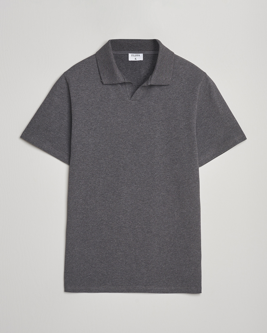 Herre | Polotrøjer | Filippa K | Soft Lycra Polo T-Shirt Anthracite Melange