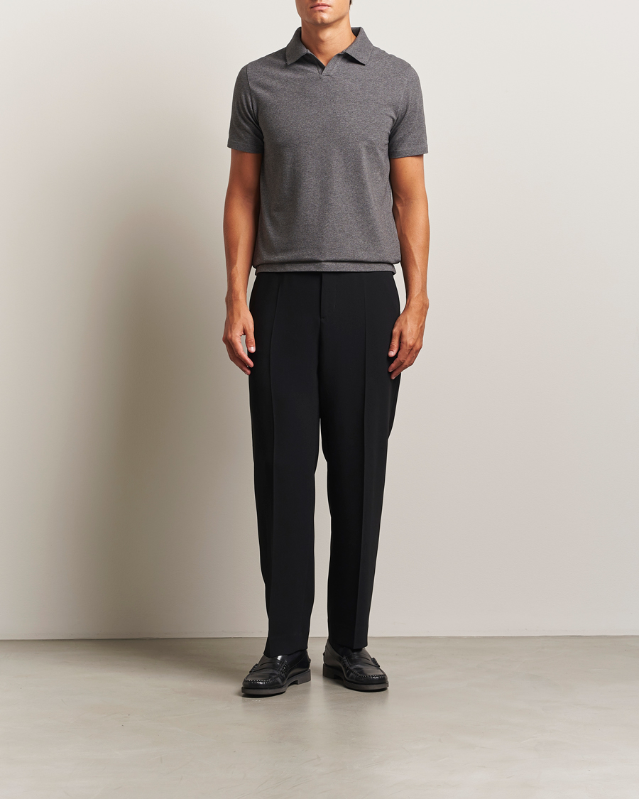 Herre | Polotrøjer | Filippa K | Soft Lycra Polo T-Shirt Anthracite Melange
