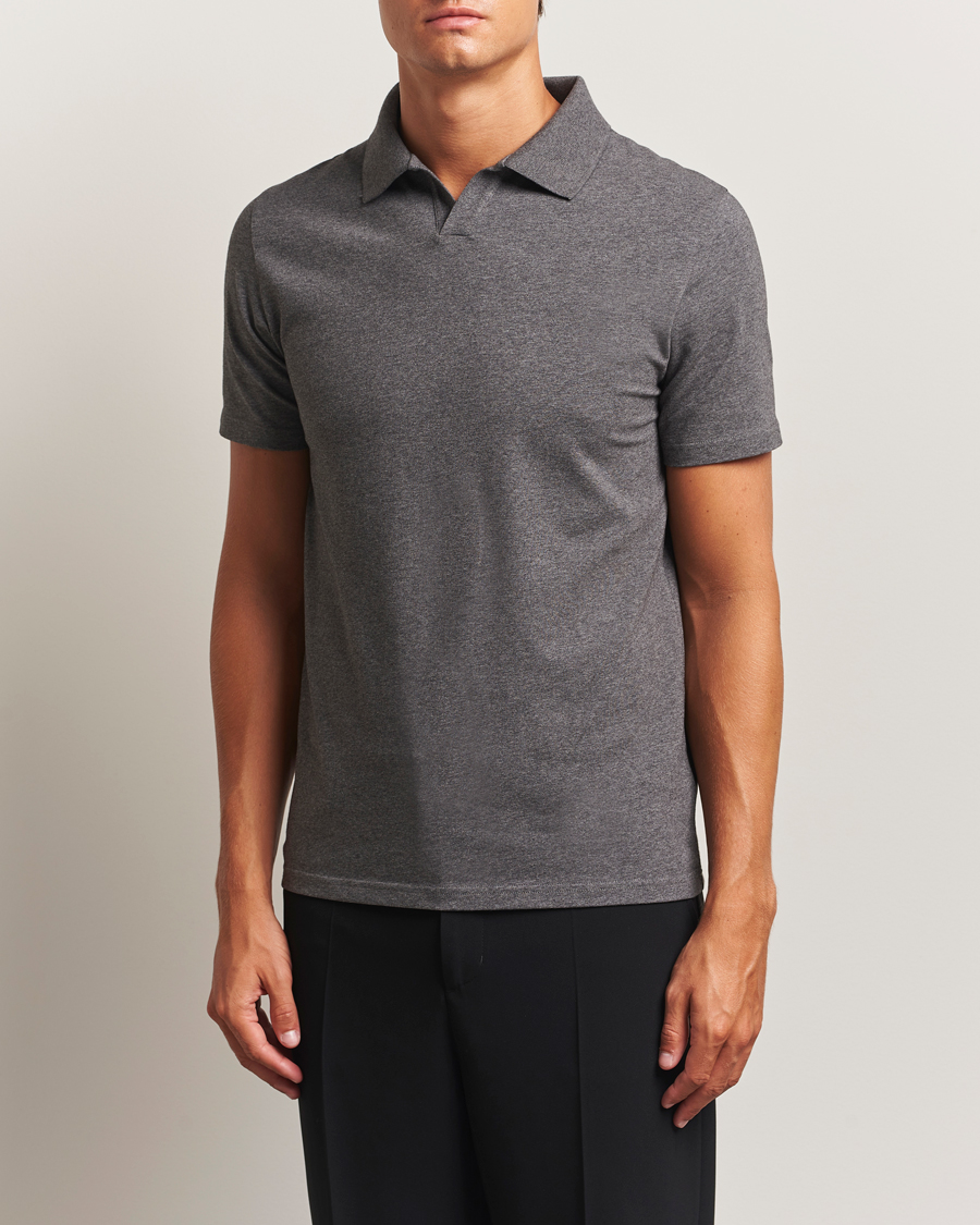 Herre | Polotrøjer | Filippa K | Soft Lycra Polo T-Shirt Anthracite Melange