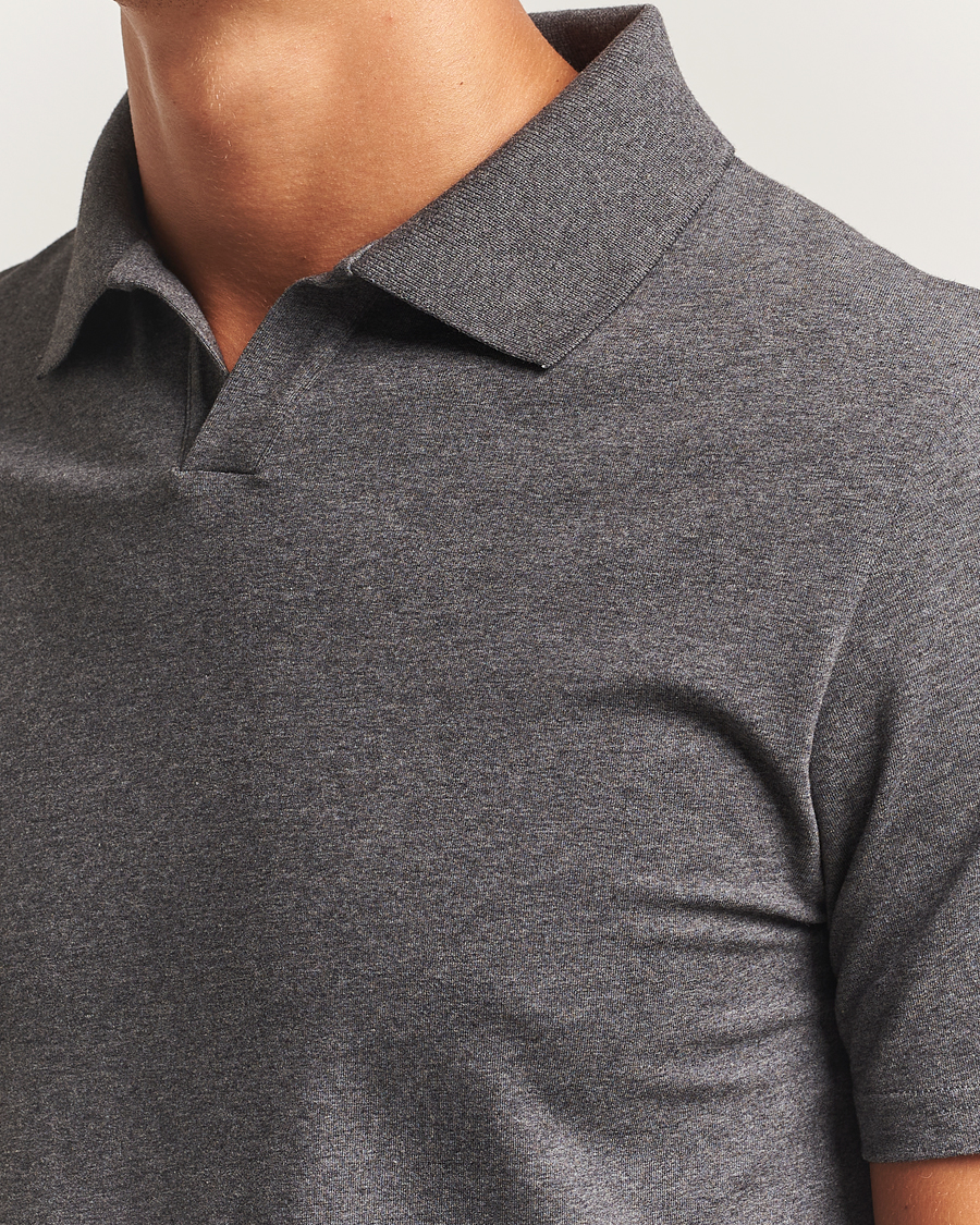 Herre | Polotrøjer | Filippa K | Soft Lycra Polo T-Shirt Anthracite Melange