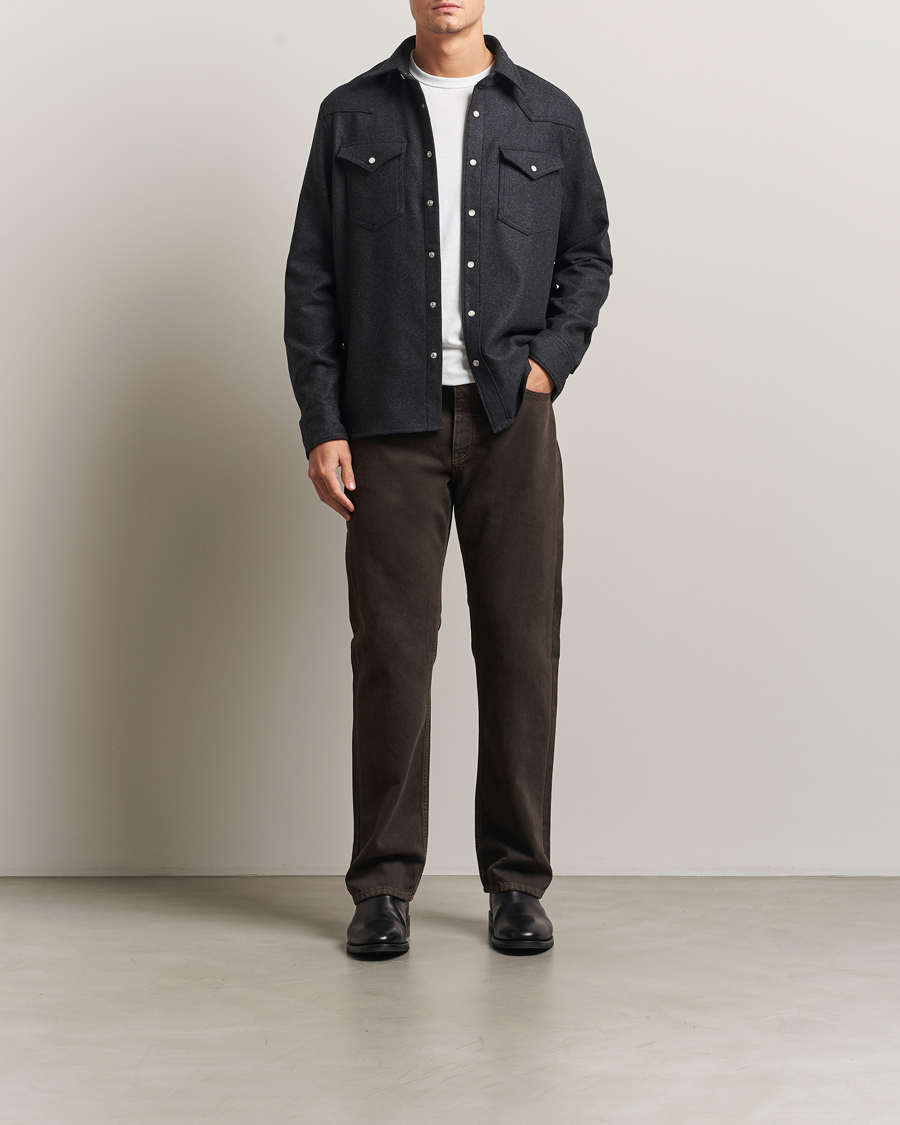 Herre | Skjorter | Filippa K | Western Wool Shirt Anthracite Melange