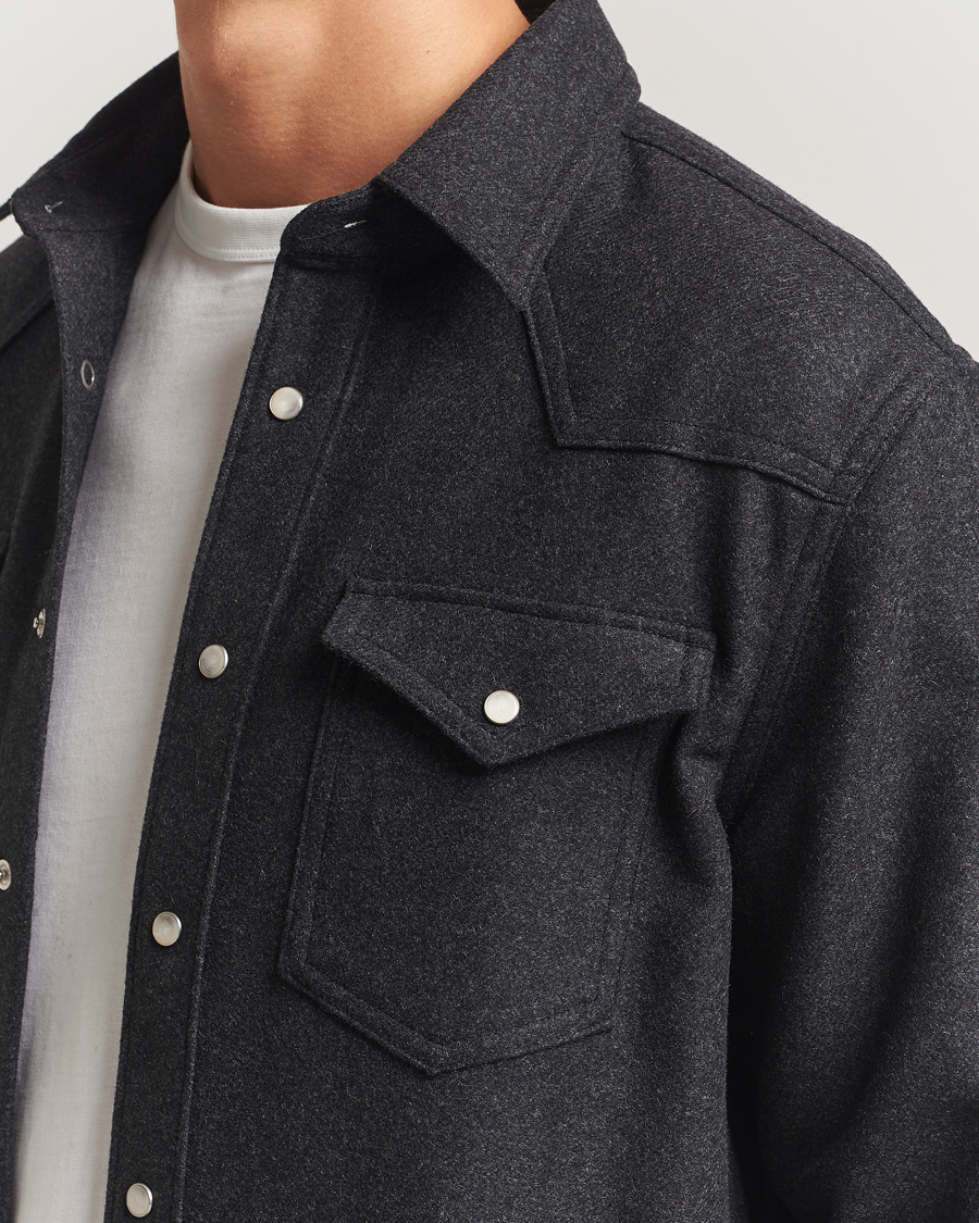Herre | Skjorter | Filippa K | Western Wool Shirt Anthracite Melange