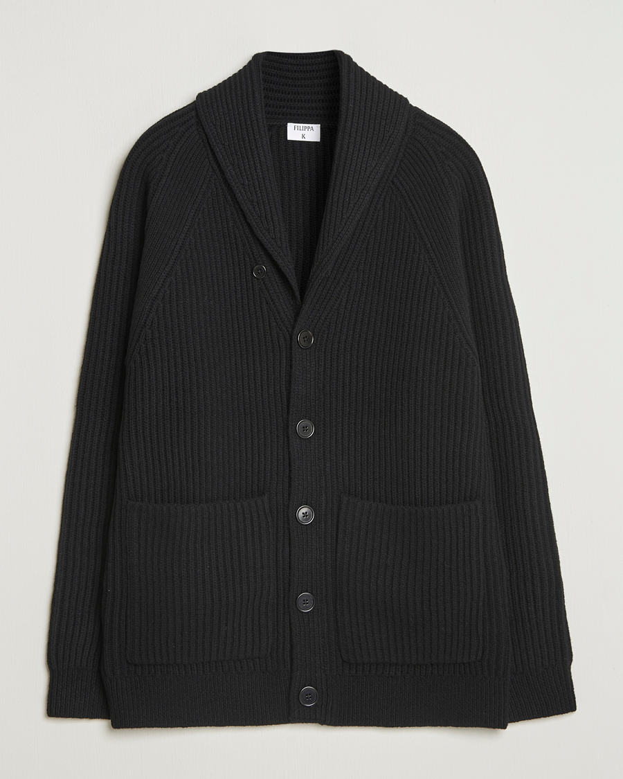 Herre | Trøjer | Filippa K | Wool Shawl Collar Cardigan Black