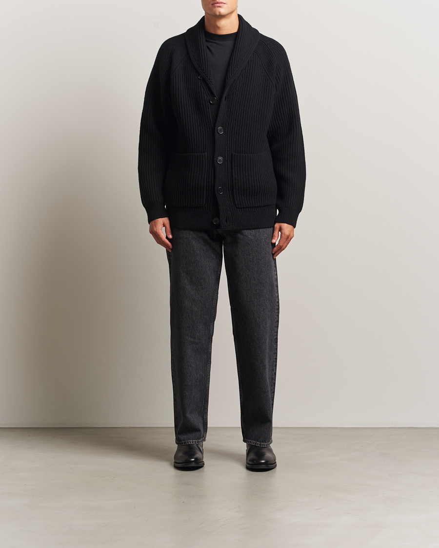 Herre | Trøjer | Filippa K | Wool Shawl Collar Cardigan Black