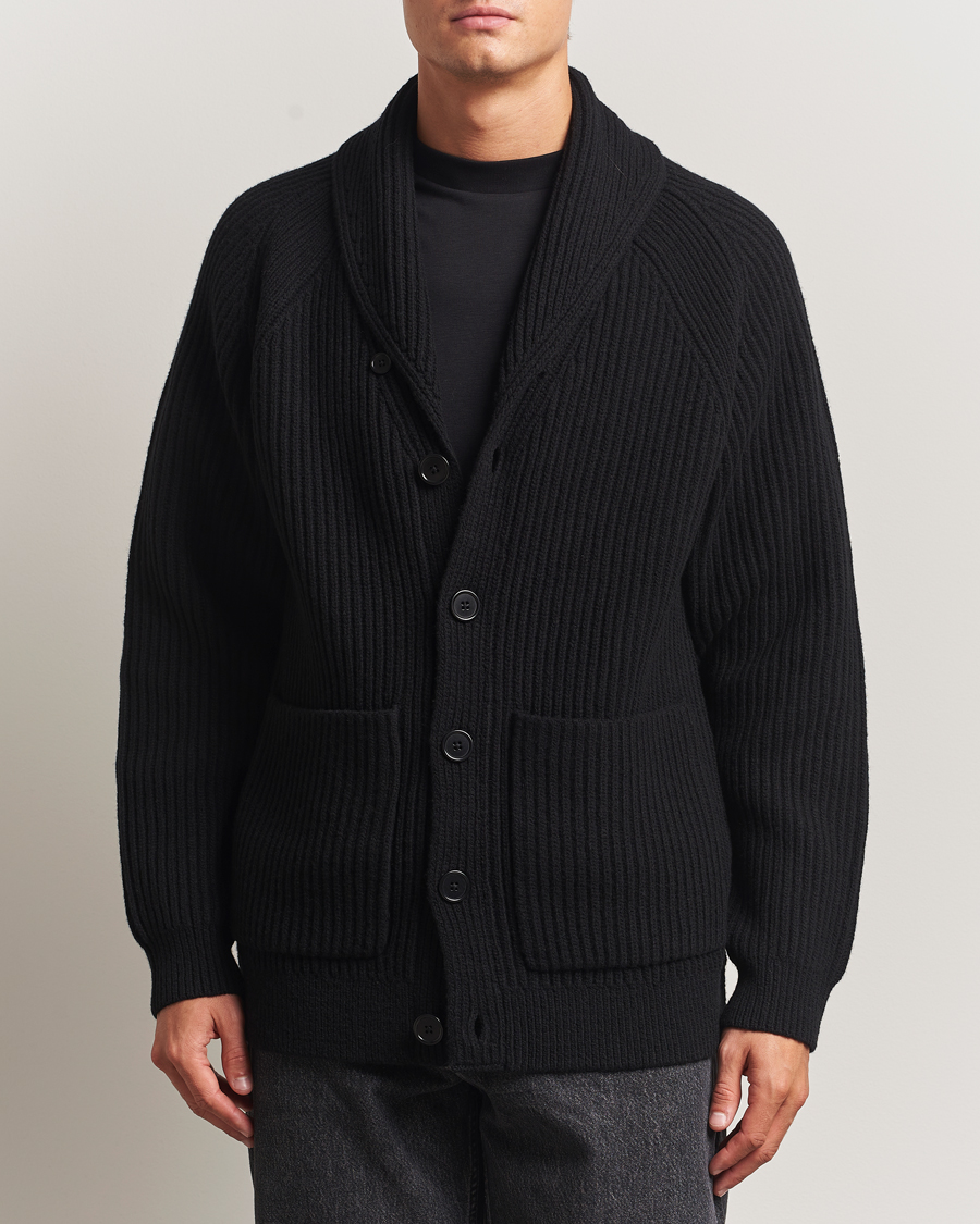 Herre | Trøjer | Filippa K | Wool Shawl Collar Cardigan Black