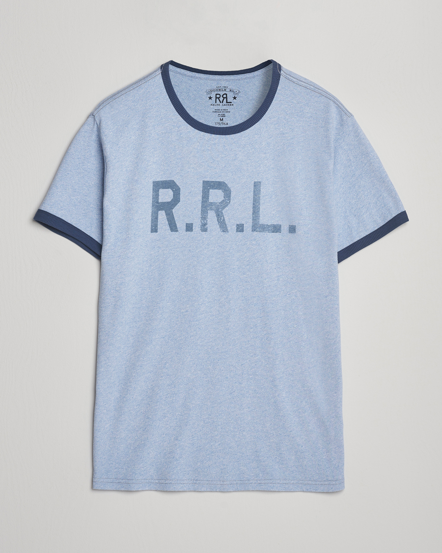Herre | T-Shirts | RRL | Stencil Ringer T-Shirt Light Blue Heather