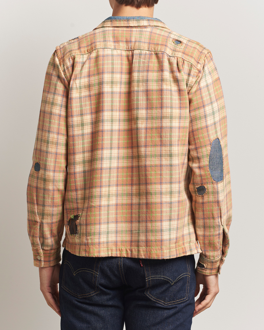 Herre | Skjorter | RRL | Carter Repaired Flannel Overshirt Orange/Tan