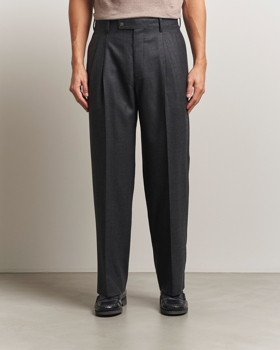 Herre | Bukser | Auralee | Superlight Flannel Slacks Charcoal