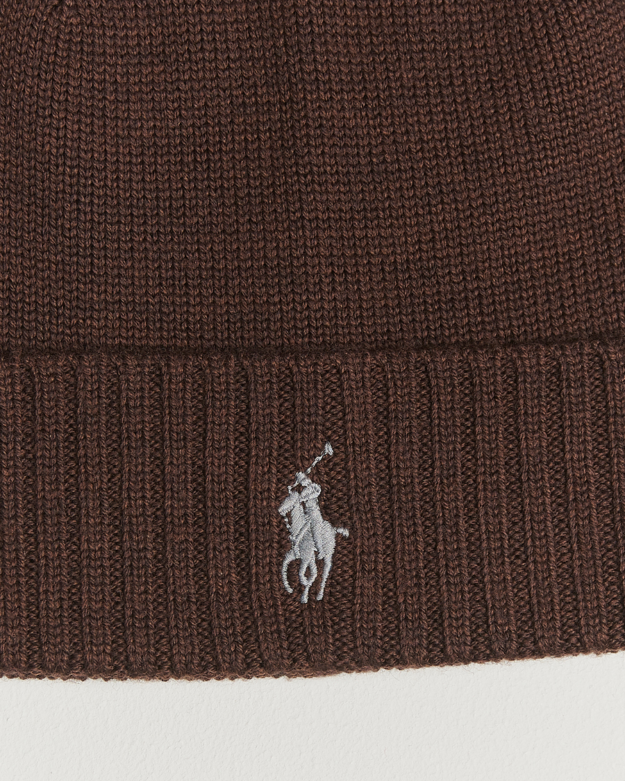 Herre | Huer | Polo Ralph Lauren | Merino Beanie Brown Melange