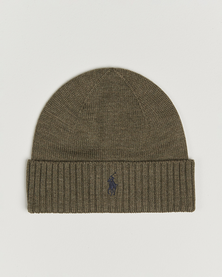 Herre | Huer | Polo Ralph Lauren | Merino Beanie Light Cargo Olive