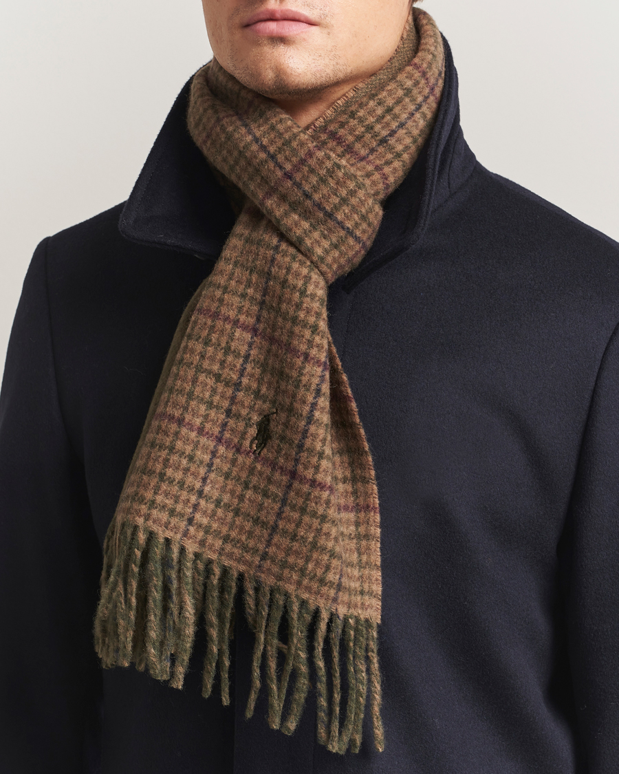 Herre | Halstørklæder | Polo Ralph Lauren | Wool Blend Scarf Olive Check