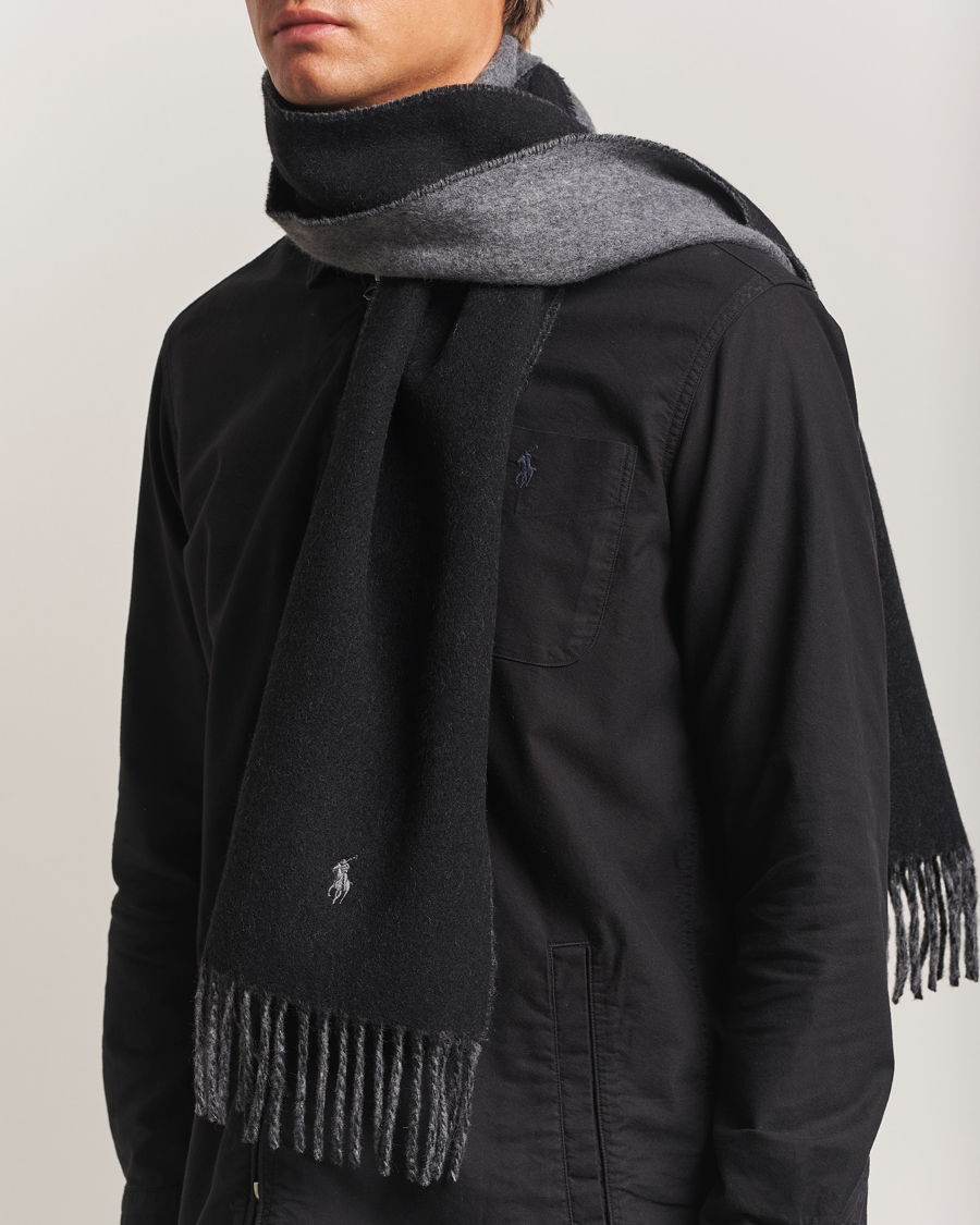 Herre | Halstørklæder | Polo Ralph Lauren | Reversible Wool Scarf Polo Black/Grey