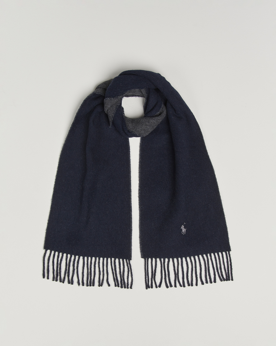 Herre | Halstørklæder | Polo Ralph Lauren | Reversible Wool Scarf Navy/Charcoal
