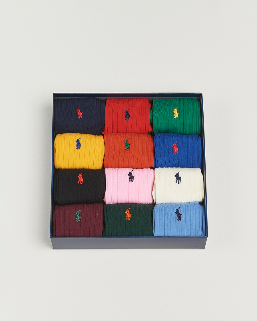 Herre | Undertøj | Polo Ralph Lauren | 12-Pack Egyptian Rib Cotton Crew Socks Multicolor